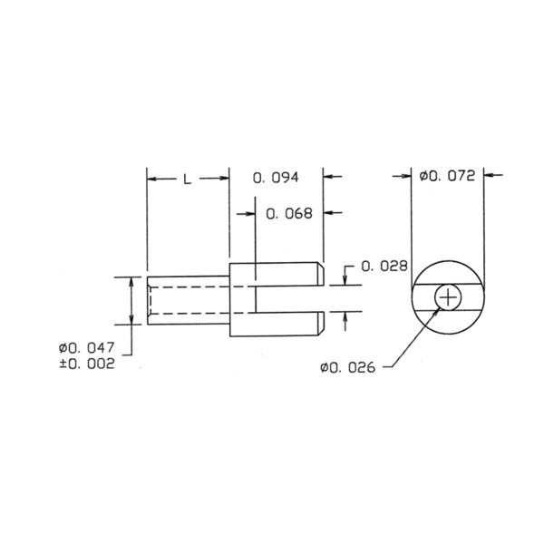 Concord Electronics COMM NON-INS THRU- SLOTTED TERM, 0.176" L, 0., 10-453-2-01-500 10-453-2-01